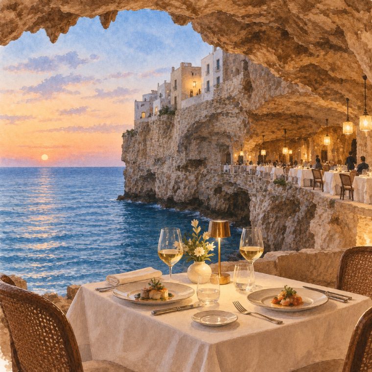 Jantar no Grotta Palazzese